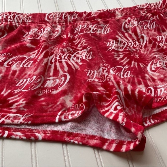 Coca Cola Novelty Tie Dye Boy Shorts Red White 2XL French Terry Pull On Bootie - Picture 2 of 6